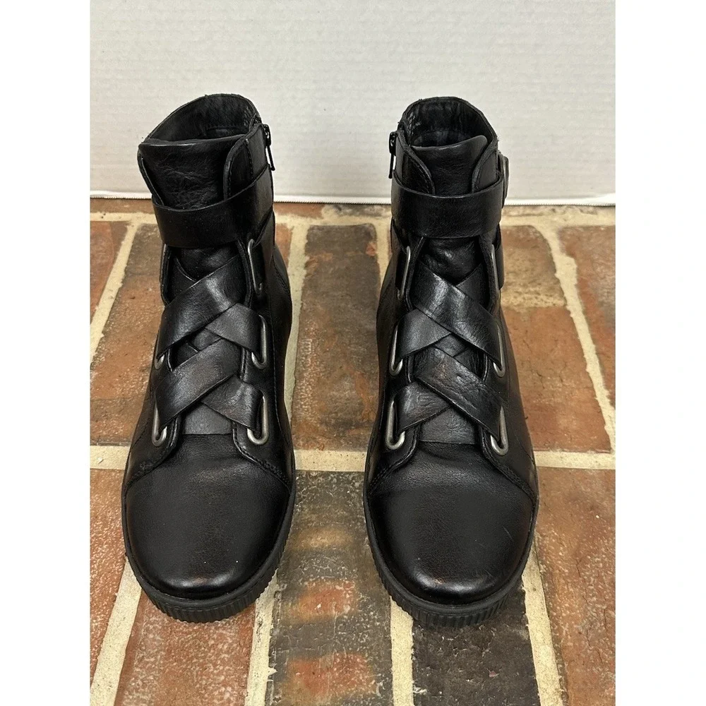 Born Sophia Leather High Top Boots Sneakers Black Women's 11 Edgy Gorpcore - Picture 2 of 6